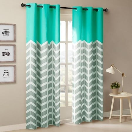 Intelligent Design Intelligent Design ID40-556 100 Percent Polyester Microfiber Chevron Printed Panel Pair - Aqua ID40-556